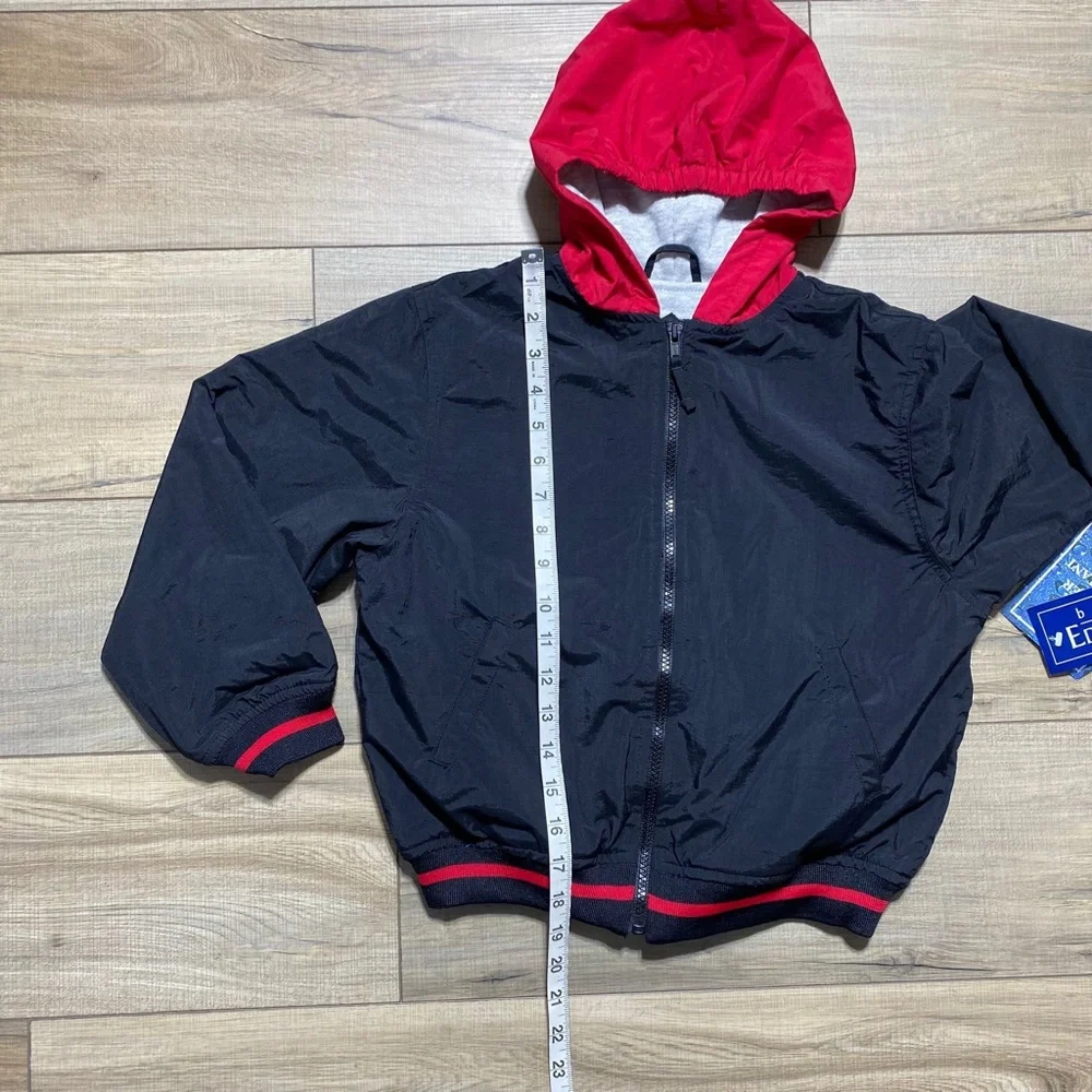 Basic Editions Boys Full Front Zip‎ Water Resistant Hooded Jacket Size 7 Black